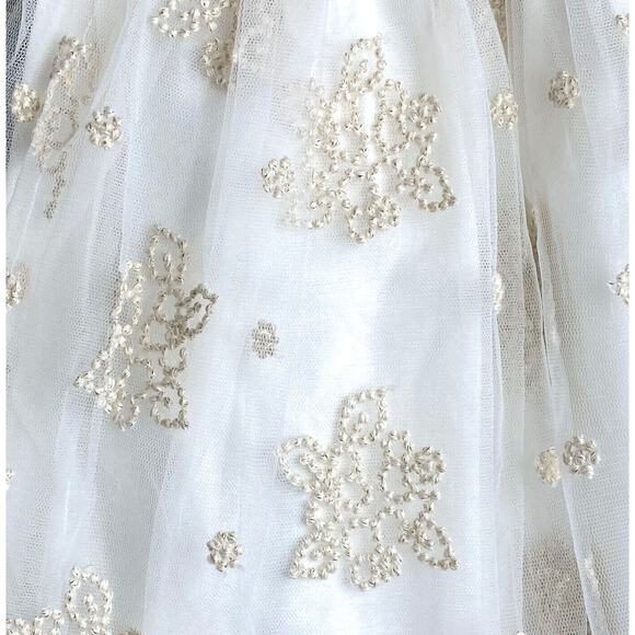 NWT Il Gufo Girls Tulle Floral Metallic Skirt in Vanilla Girls 3 Yrs - Picture 2 of 5